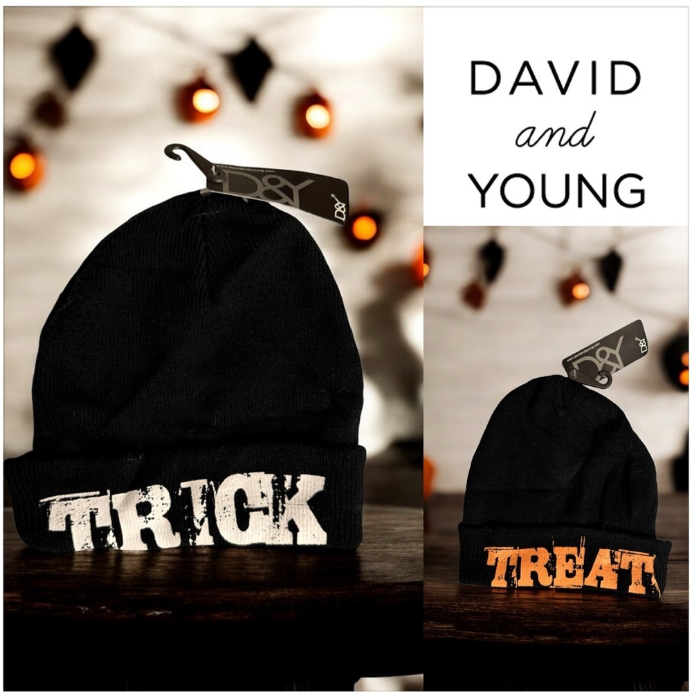 David & Young Unisex Trick / Treat Black Knit Beanie 
New with tags.